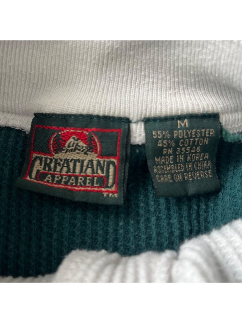 Great land Apparel Vtg Henley Waffle Knit Shirt Mens M Green 90s - Picture 4 of 7